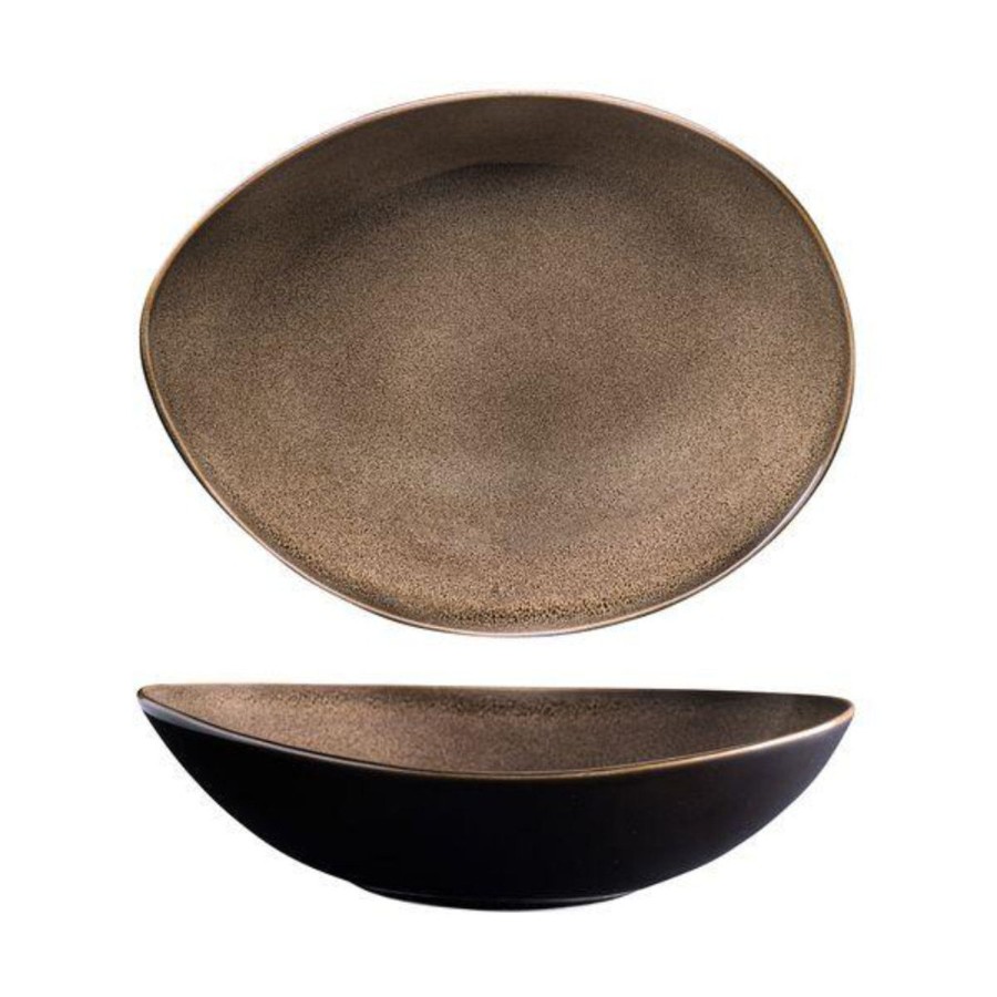 Crockery Luzerne | Rustic Oval Share Bowl | 280X215Mm Chestnut