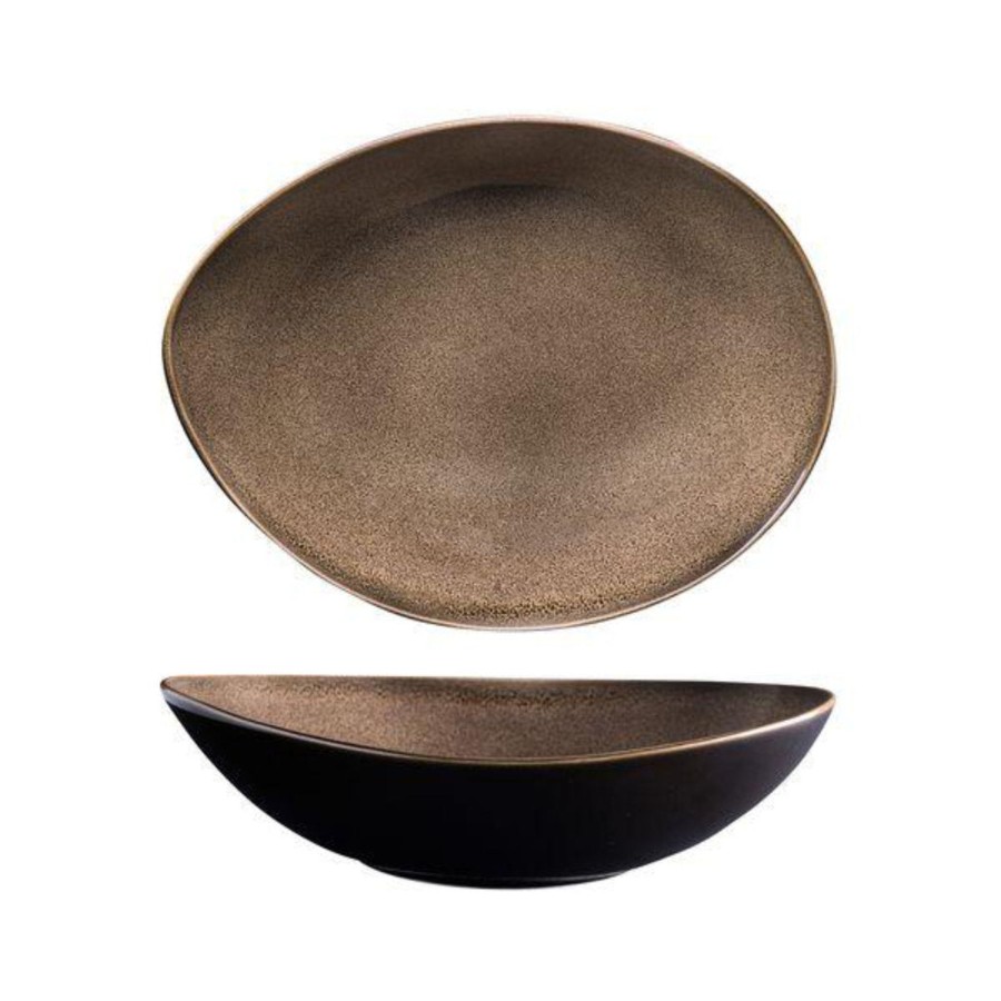 Crockery Luzerne | Rustic Oval Share Bowl | 230X180Mm Chestnut